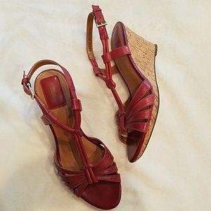 Clarks Red Leather Sandals NWOT, size 8.5